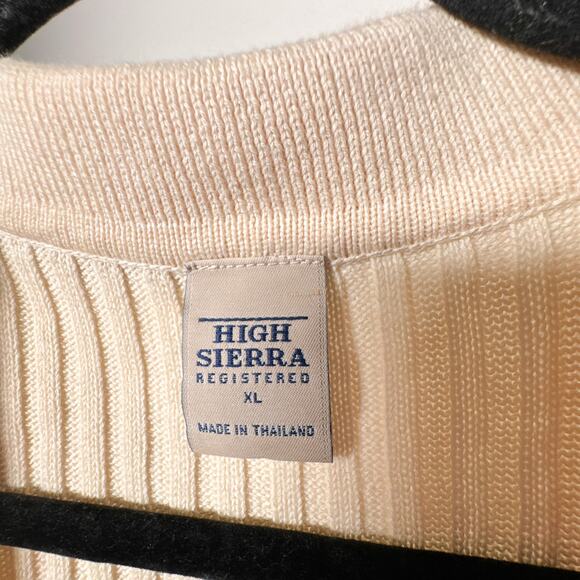 Vintage Ribbed Knit Polo Sweater Vest Beige Cream XL - Picture 4 of 9